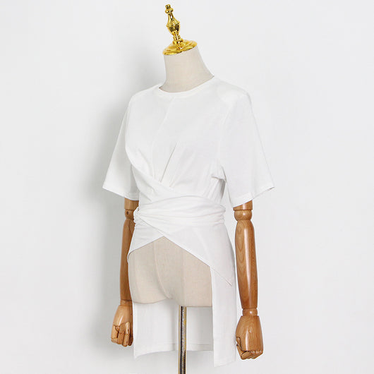 Blusa Casual de Cuello Redondo con Tirantes Irregulares - Image 13