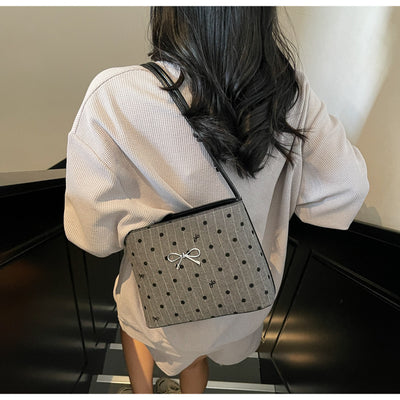 Bolsa Crossbody de Lona con Lunares y Moño Fashion - Image 30