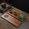 Bandeja de Té Retro de Madera Maciza con Abanico Decorativo