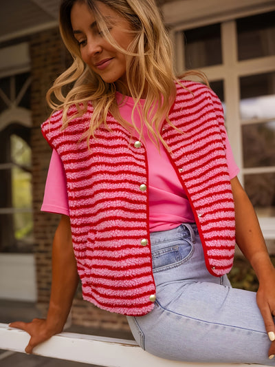 Chaleco Cardigan a Rayas con Botones - Image 11