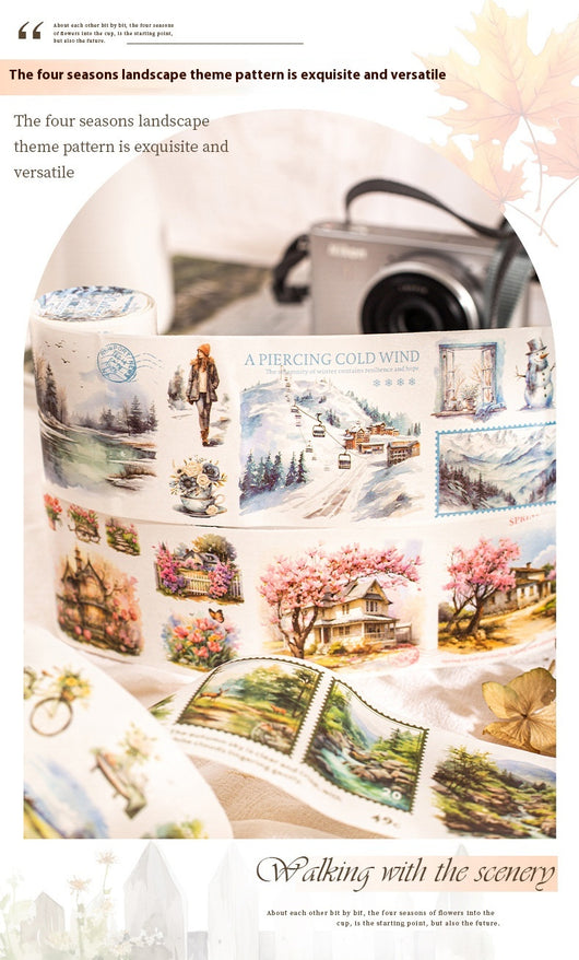 Set de Cintas Decorativas Adhesivas Paisajes Cuatro Estaciones - 6 Modelos para Scrapbooking y DIY - Image 21