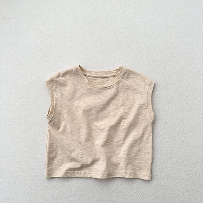 Playera sin Mangas de Algodón Slub con Hombro Caído para Niños y Niñas - Image 12