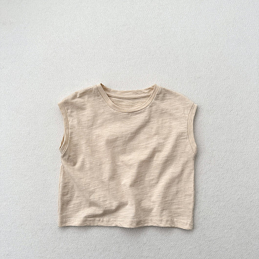Playera sin Mangas de Algodón Slub con Hombro Caído para Niños y Niñas - Image 12