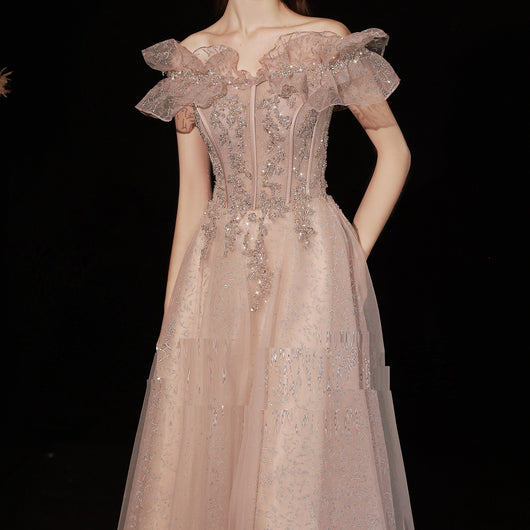 Vestido de Noche con Hombros Descubiertos
