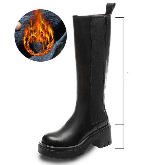 Botas de Cuero para Mujer con Tacón Grueso y Suela Reforzada - Image 10