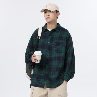 Camisa Casual Retro Cuadros para Hombre - Corte Holgado Primavera Otoño - Image 8