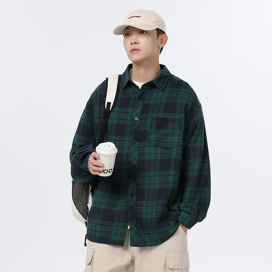 Camisa Casual Retro Cuadros para Hombre - Corte Holgado Primavera Otoño - Image 8