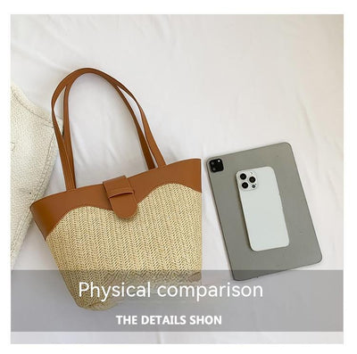 Bolso Tejido de Gran Capacidad con Diseño Patchwork para Mujer - Image 22