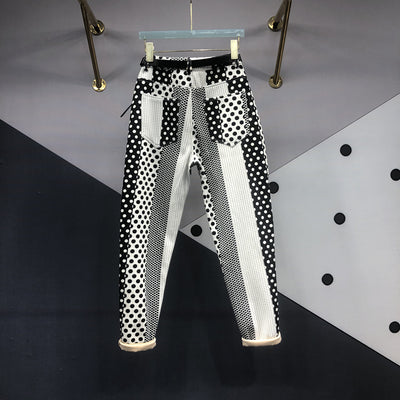 Pantalones Vaqueros Estampados con Lunares y Teñido Versátil para Mujer - Image 8