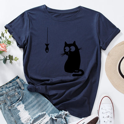 Playera Estampada con Patrón de Gatos para Verano - Image 10