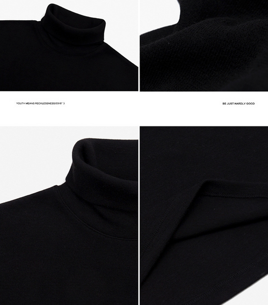 Playera Cuello Alto Gruesa Suelta para Hombre Color Sólido - Image 8