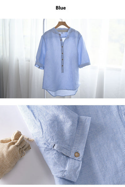 Camisa Suelta de Solapa Ancha para Hombre - Comodidad Estival - Image 13