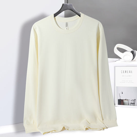 Camiseta Básica de Algodón con Cuello Redondo y Manga Larga para Hombre