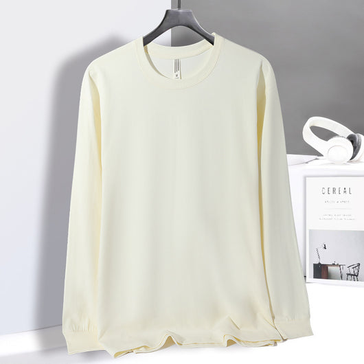 Camiseta Básica de Algodón con Cuello Redondo y Manga Larga para Hombre