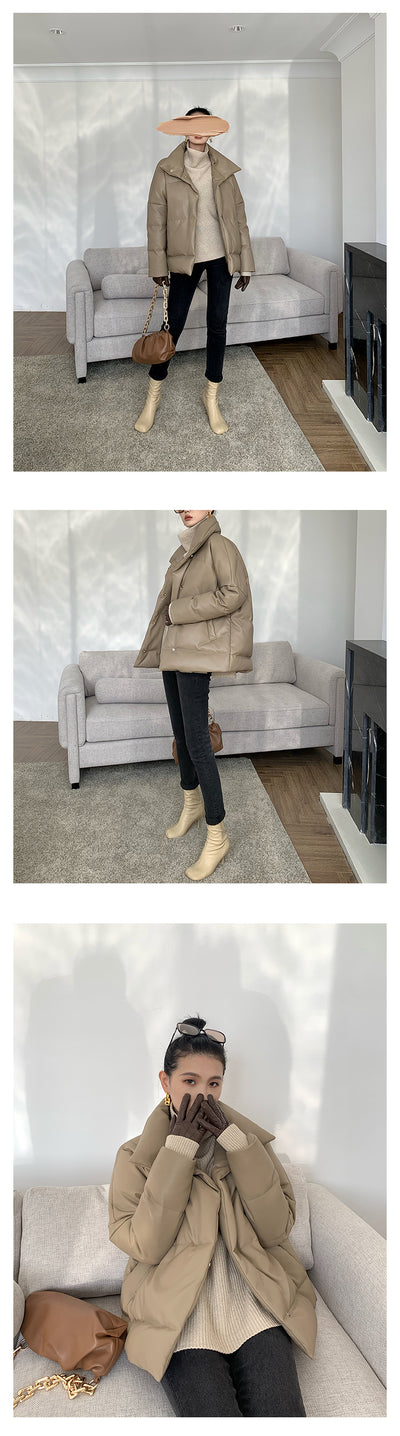 Chaqueta Corta Acolchada en Khaki para Mujer - Image 12