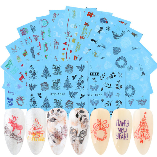 Set de Stickers para Uñas con Flores de Encaje Blanco y Negro - Image 44