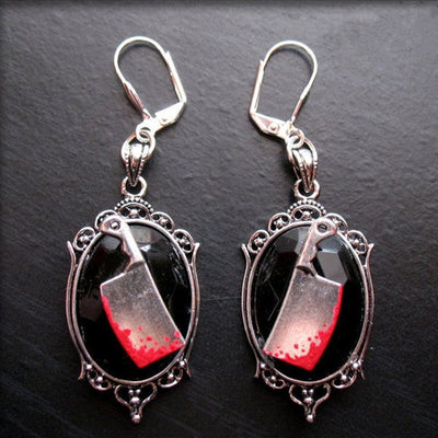 Aretes Hacha Sangriente Gótica - Adorno Halloween