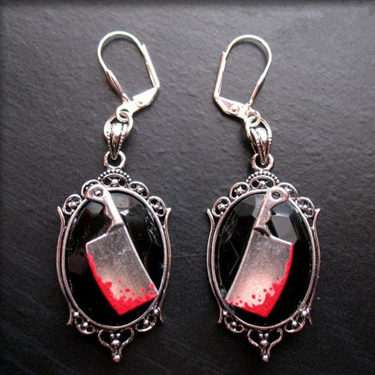 Aretes Hacha Sangriente Gótica - Adorno Halloween