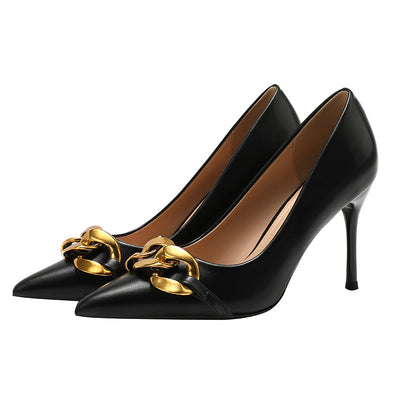 Tacones Altos Stiletto con Hebilla Metálica y Punta Afilada para Mujer - Image 13