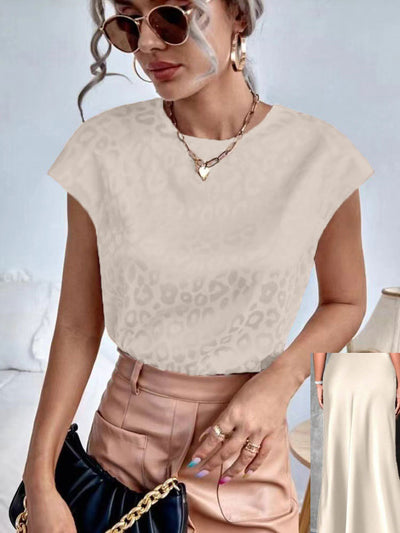 Blusa Satinada Suelta de Manga Corta para Mujer - Image 9