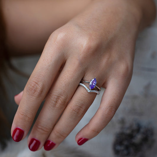 Anillo Ojo de Caballo con Zafiro Artificial en Plata - Image 6