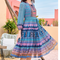 Vestido de Fiesta con Cintura Marcada y Estampado Navideño