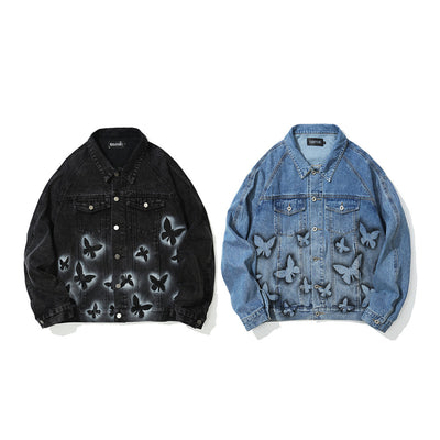 Chaqueta Denim con Estampado Mariposa Hombre - Diseño Europeo Trendy - Image 4