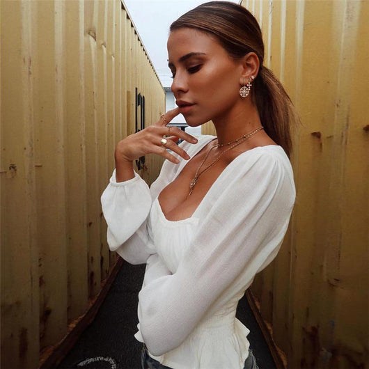 Blusa Larga de Gasa con Cuello Cuadrado - Diseño Minimalista y Elegante - Image 11