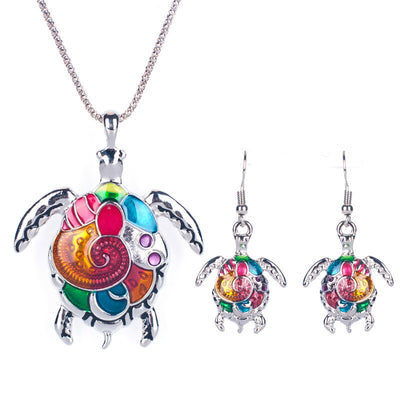 Conjunto de Collar y Aretes Tortuga Arcoíris - Image 6