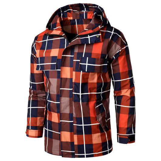 Abrigo Impermeable Cuadrillé Oversized con Capucha para Parejas - Image 11