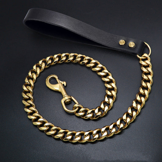 Correa para Perro de Acero Inoxidable Dorado 19mm - Resistente y Elegante