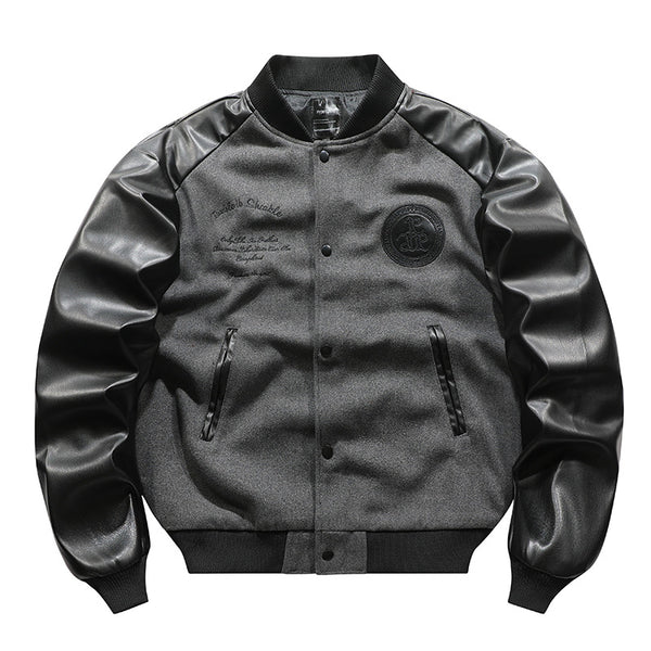 Chaqueta Bomber Retro Americana con Bordados y Costuras Artesanales