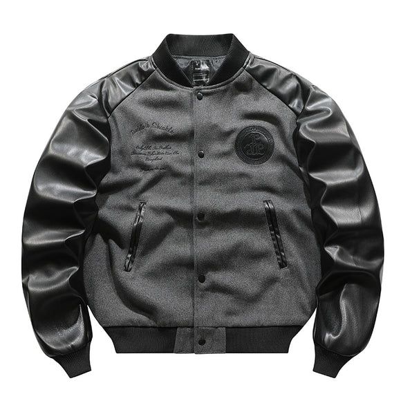 Chaqueta Bomber Retro Americana con Bordados y Costuras Artesanales