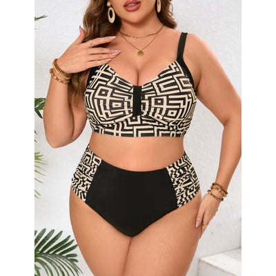 Bikini Cintura Alta con Diseño Cuadriculado - Traje de Baño Fashion - Image 7