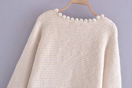 Suéter Pullover Casual Chic con Perlas Decorativas - Image 21