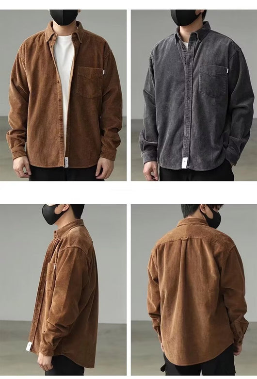 Camisa Cargo Vintage de Pana Suelta para Hombre - Image 7
