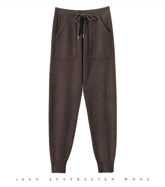 Pantalones de Punto Otoño-Invierno para Mujer, Cintura Alta Drapeado Elegante Efecto Adelgazante - Image 17