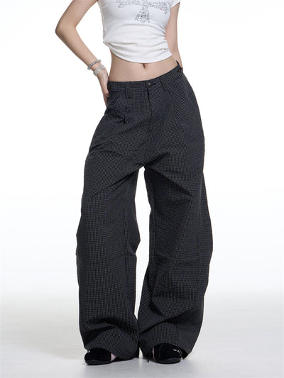 Pantalones Anchos de Cuadros Retro Americano para Mujer - Comodidad Casual - Image 4