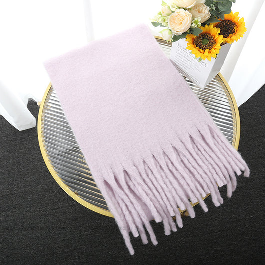 Chal de Trenza Gruesa con Borlas en Colores Sólidos - Image 21