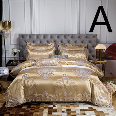 Conjunto de Cama Jacquard de Algodón con Encaje - 4 Piezas - Image 3