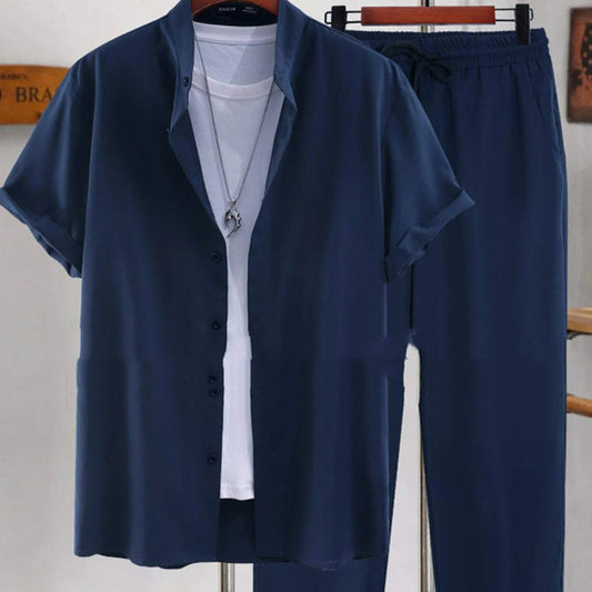 Traje Ejecutivo con Cardigan de Manga Corta y Cuello Tipo Camisa - Image 2