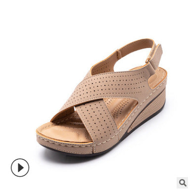Sandalias Cuña Mujer Verano con Tiras Cruzadas y Diseño Calado - Image 12