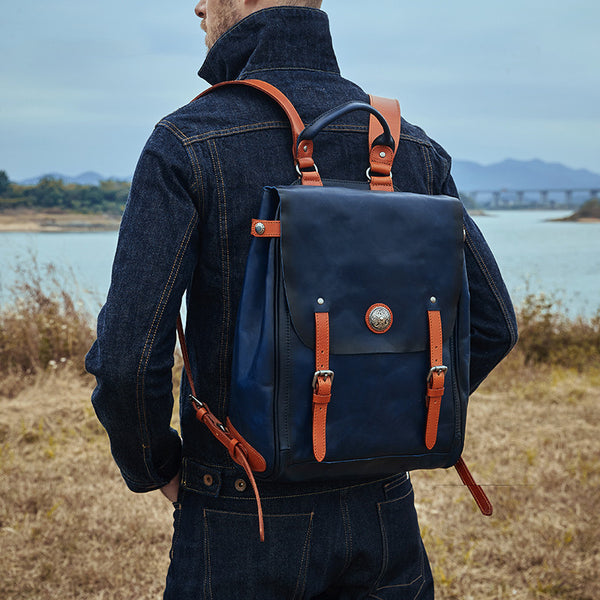 Mochila de Cuero Genuino Capacidad Extra Grande