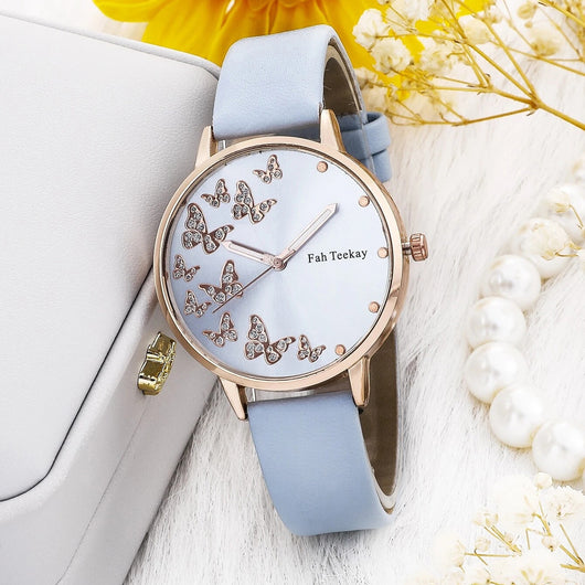 Reloj de Pulsera Dama Elegancia Temperamento con Banda Ajustable y Diamantes Mariposa - Image 3