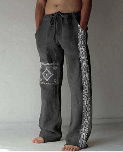 Pantalones Casuales Sueltos de Lino Estampado para Hombre - Image 32