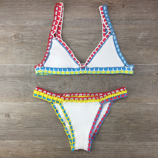 Bikini Tejido a Mano Multicolor - Traje de Baño Crochet Elástico para Mujer - Image 17