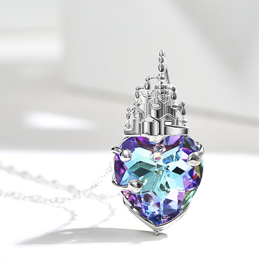 Collar de Plata 925 Corazón Cristal Castillo del Amor - Diseño Europeo Elegante - Image 8