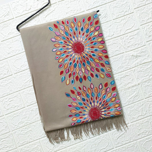 Bufanda de Cachemira con Bordado Girasol para Mujer - Image 14