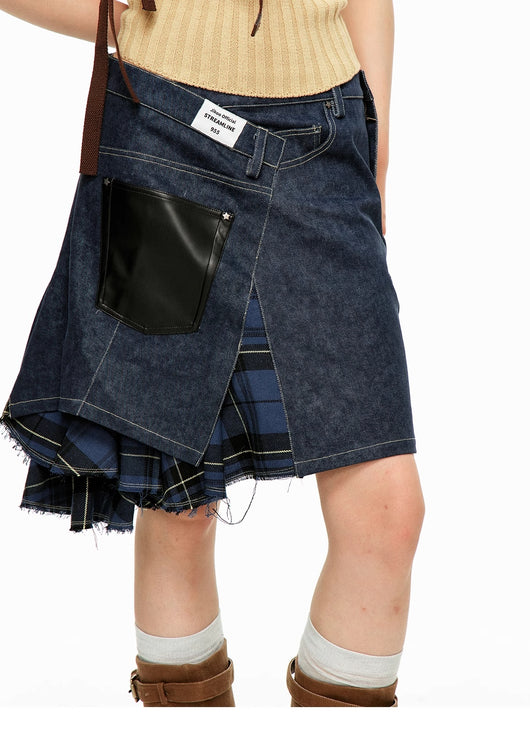 Falda Midi Twill con Flecos y Detalles Combinados - Image 31