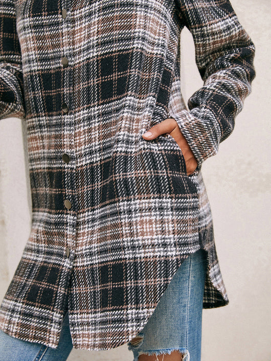 Chaqueta Camisa Cuadros Suelta y Cómoda en Felpa para Mujer - Image 6